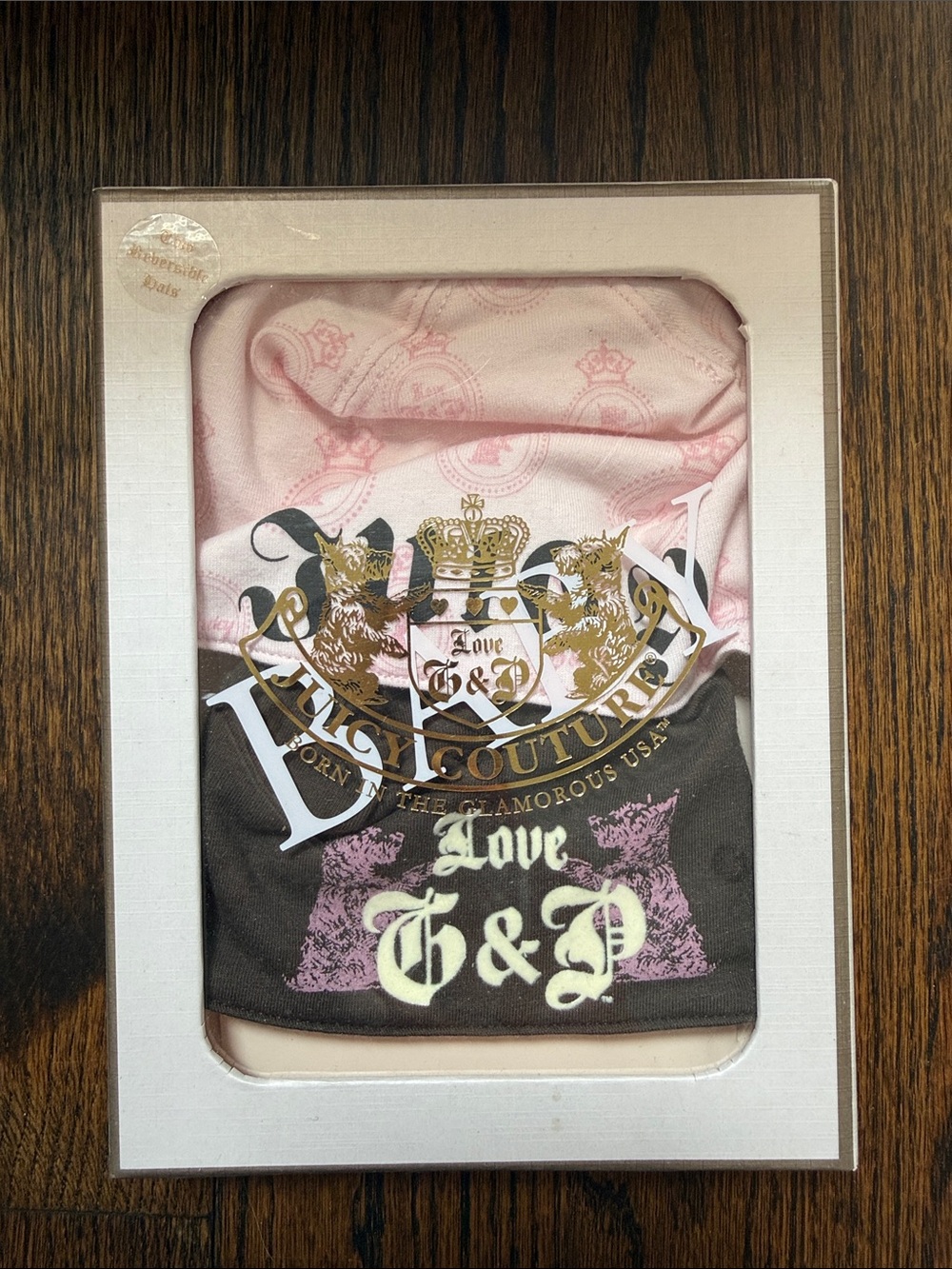 Juicy Couture Two Reversible Baby Girl Beanies 0-6 Months